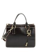 Calvin Klein Contrast-stitch Logo Charm Leather Satchel