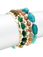 Black Diamond 4-piece Goldtone Beaded Bracelet Set
