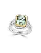 Effy 925 Green Amethyst, 18k Yellow Gold And Sterling Silver Ring