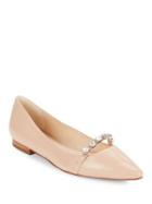 Karl Lagerfeld Paris Colette Crystal-trimmed Leather Pointed-toe Flats