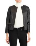 Lauren Ralph Lauren Collarless Leather Jacket