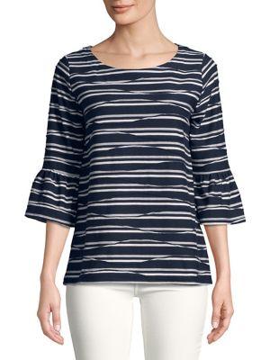 Jones New York Striped Bell-sleeve Top