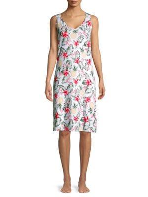 Roudelain Printed V-neck Lounge Dress
