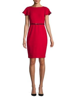 Calvin Klein Petite Flutter Sleeve Sheath Dress