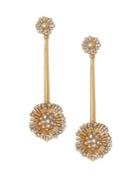 Vince Camuto Vintage-look Goldtone & Crystal Flower Drop Earrings