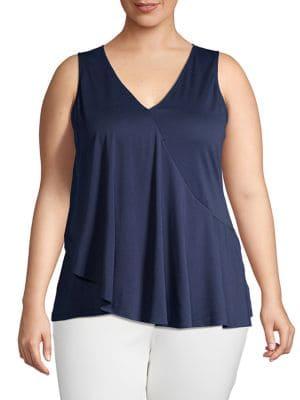 Michael Kors Plus Sleeveless Flounce Tank