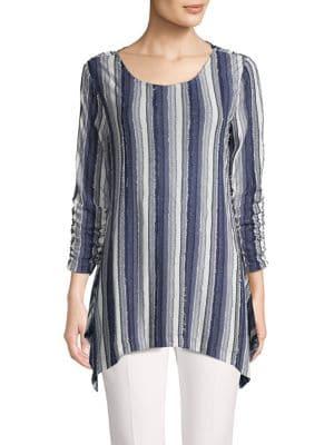 Context Striped Asymmetrical-hem Top