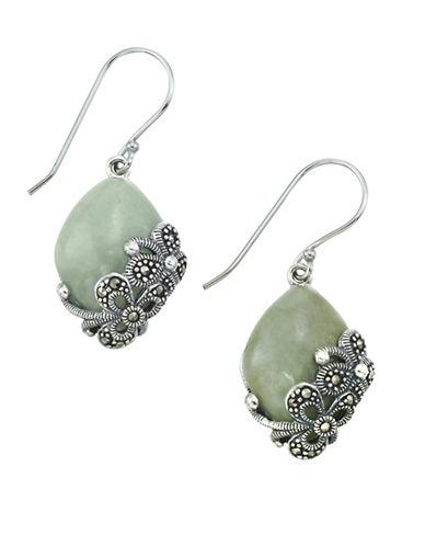 Lord & Taylor Jade And Sterling Silver Drop Earrings