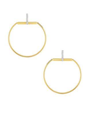Roberto Coin Classic Parisienne Large Circle Diamond, 18k White Gold And 18k Yellow Gold Earrings