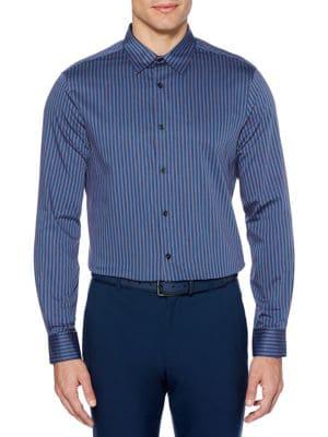 Perry Ellis Slim-fit Twill Striped Shirt