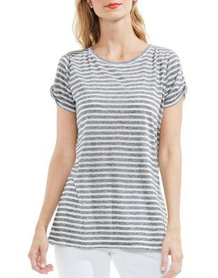 Two By Vince Camuto Tailored Fit Twist Keyhole Sheer Stripe Knit Tee