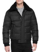 Andrew Marc Pinnacle Shearling Trimmed Bomber Jacket