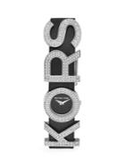 Michael Kors Pave Logo Leather-strap Watch