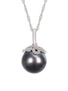 Sonatina 10-10.5mm Tahitian Cultured Pearl, Diamond And 14k White Gold Vintage Necklace