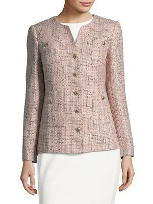 Karl Lagerfeld Paris Button Front Tweed Jacket
