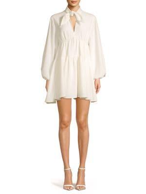 Cmeo Collective Self-tie Puff-sleeve Mini Dress