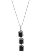Lord & Taylor Onyx And Sterling Silver Drop Pendant Necklace
