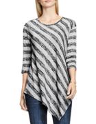 Two By Vince Camuto Melange Striped Asymmetric Hem Pullover
