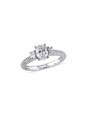 Sonatina Diamond Bridal 14k White Gold Oval Diamond 3-stone Engagement Ring