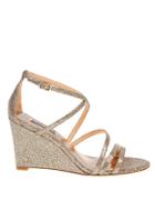 Badgley Mischka Bonanza Snake-embossed Metallic Wedge Sandals