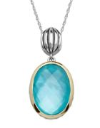 Lord & Taylor Sterling Silver 14kt. Yellow Gold And Quartz Doublet Pendant Necklace