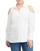 Lauren Ralph Lauren Plus Cold Shoulder Cotton Button-down Shirt
