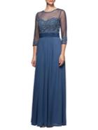 Alex Evenings Embroidered A-line Gown