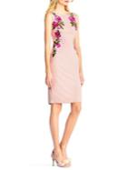Adrianna Papell Embroidered Crepe Sheath Dress