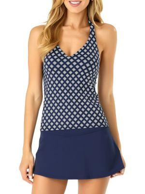 Anne Cole Eyelet It Go 19 Printed Halter Tankini