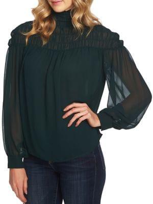 Vince Camuto Estate Jewels Puffed-sleeve Chiffon Blouse