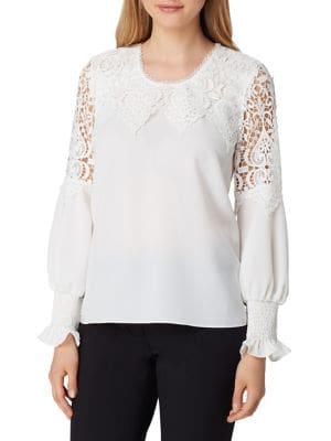 Tahari Arthur S. Levine Lace Inset Blouse