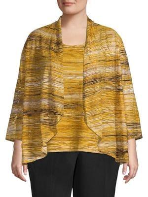 Kasper Plus Printed High-low Cardigan