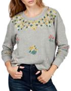 Lucky Brand Embroidered Floral Sweatshirt
