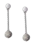 Effy Diamond Ball Drop Earrings In 14 Kt. White Gold 0.68 Ct. T.w.