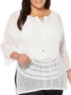 Rafaella Plus Long-sleeve Cotton Cutout Top