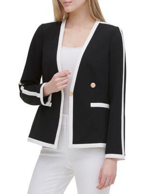 Calvin Klein Contrast Stripe Single Button Blazer