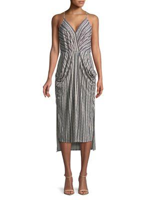 Bcbgeneration Sage Birchy Stripes Surplice Midi Dress