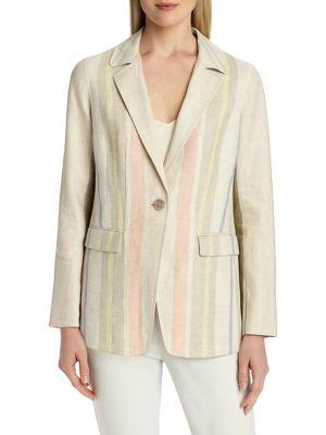 Lafayette 148 New York Marie Striped Linen Blazer