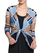 Nic+zoe Printed Tie-front Cropped-cardigan