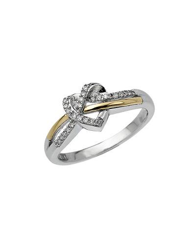 Lord & Taylor Sterling Silver And 14kt. Yellow Gold Heart Ring With Diamonds