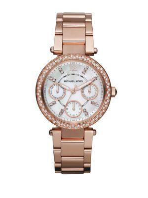 Michael Kors Swarovski Crystal Multi-function Watch/rose Goldtone