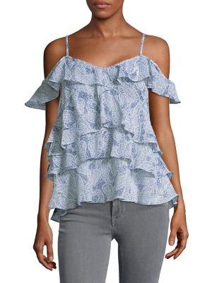 Michael Michael Kors Paisley Cold-shoulder Layered Top