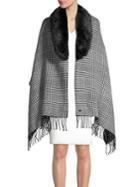 Lauren Ralph Lauren Faux Fur-trimmed Houndstooth Ruana
