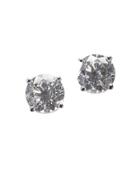 Lord & Taylor Platinum Plated Sterling Silver Round Signity Cubic Zirconia Basket Set Stud Earrings