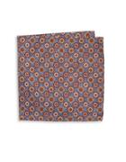Black Brown Reversible Patterned Silk-blend Pocket Square