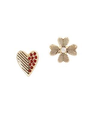 Bcbgeneration Modern Mystic Heart & Flower Mismatched Stud Earrings