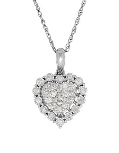 Lord & Taylor 0.50 Tcw Diamonds And 14k White Gold Heart Pendant Necklace