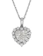 Lord & Taylor 0.50 Tcw Diamonds And 14k White Gold Heart Pendant Necklace