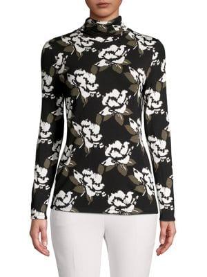 Context Petite Floral-print Turtleneck Top