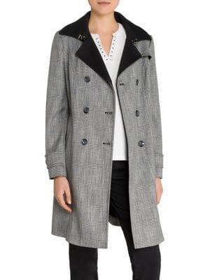 Olsen Plaid Trench Coat